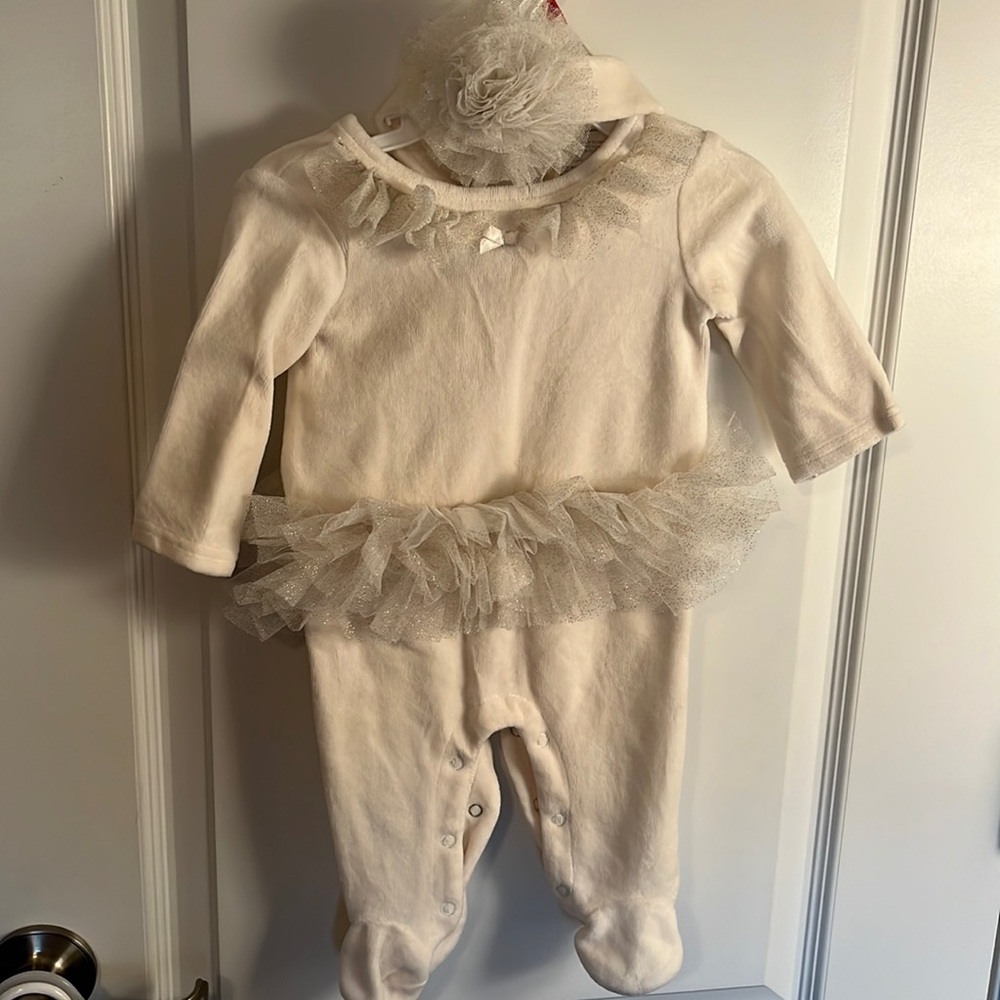 Velour one piece ivory outfit